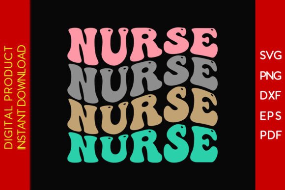 Download Retro Wavy Text Nurse SVG PNG T-shirt - Text Collection