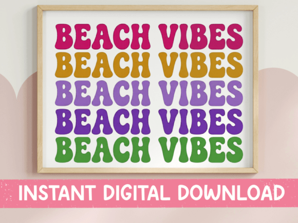 Download Beach Vibes Retro Wavy Text SVG - Text Collection