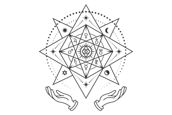 Download Occult Hexagram with Human Hands. Mystic - Occult Collection
