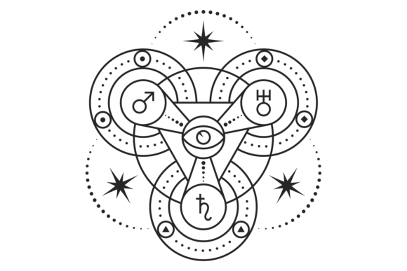 Download Occult Symbol with Astrological Signs. R - Occult Collection
